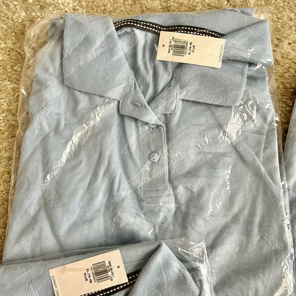 Lot 4 OLD NAVY Girls X-Large 14-16 Plus Polo Shirt Short Sleeve Navy & Baby Blue